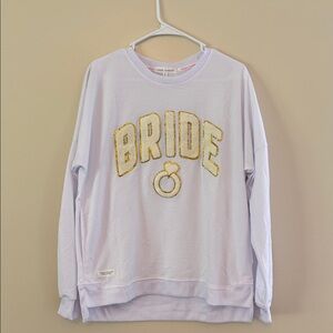 Simply Southern Bride Gold Glitter Puff Letter Sweatshirt Size Large